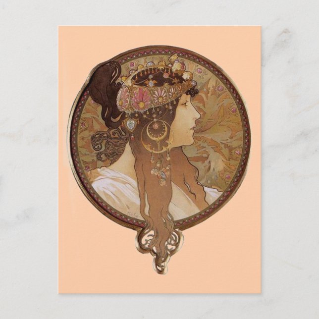 Brunette by Alphonse Mucha Postcard (Front)