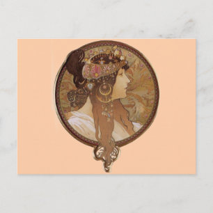 Brunette by Alphonse Mucha Postcard
