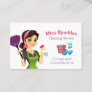 Brunette Cartoon Maid House Cleaning Services Business Card