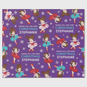 Brunette Christmas Ballerina Wrapping Paper