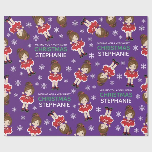 Brunette Christmas Dancer Wrapping Paper (Flat)