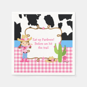 Brunette Cowgirl Western Birthday Party Napkins