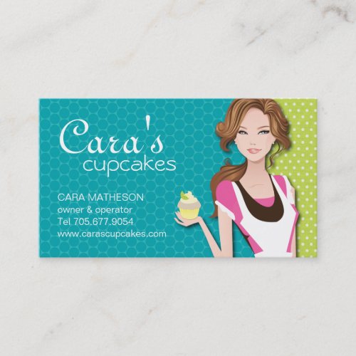 Brunette Cupcake Girl Business Cards