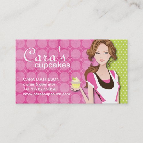 Brunette Cupcake Girl Business Cards
