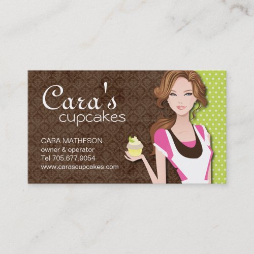 Brunette Cupcake Girl Business Cards