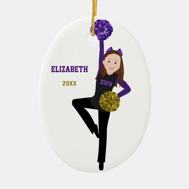Brunette DanceLine In Black & Purple Ceramic Ornam Ceramic Ornament (Front)