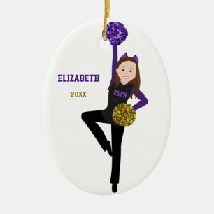 Brunette DanceLine In Black & Purple Ceramic Ornam Ornament