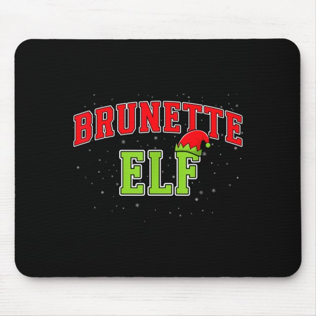 Brunette Elf Christmas Family Matching Group Xmas  Mouse Pad (Front)