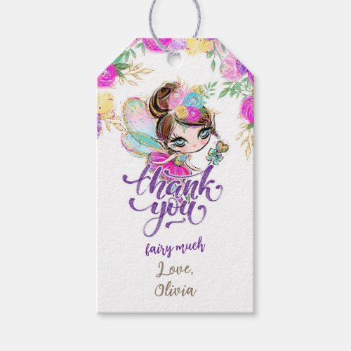 Brunette Fairy Magical First Birthday Party Favor  Gift Tags