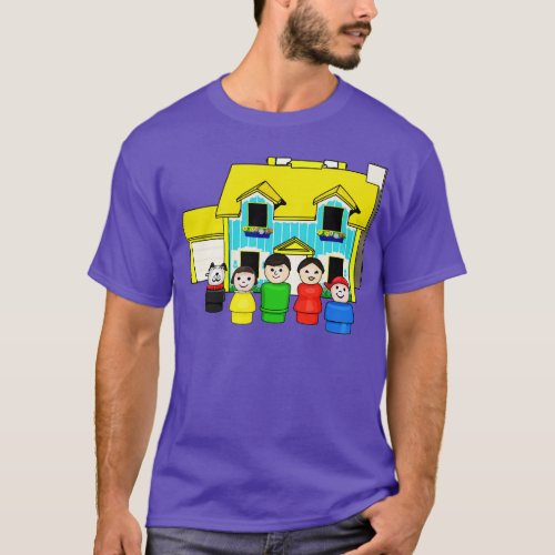 Brunette Family With Yellow House T_Shirt