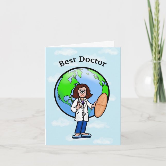 Brunette Female Doctor Greeting Card (Front)