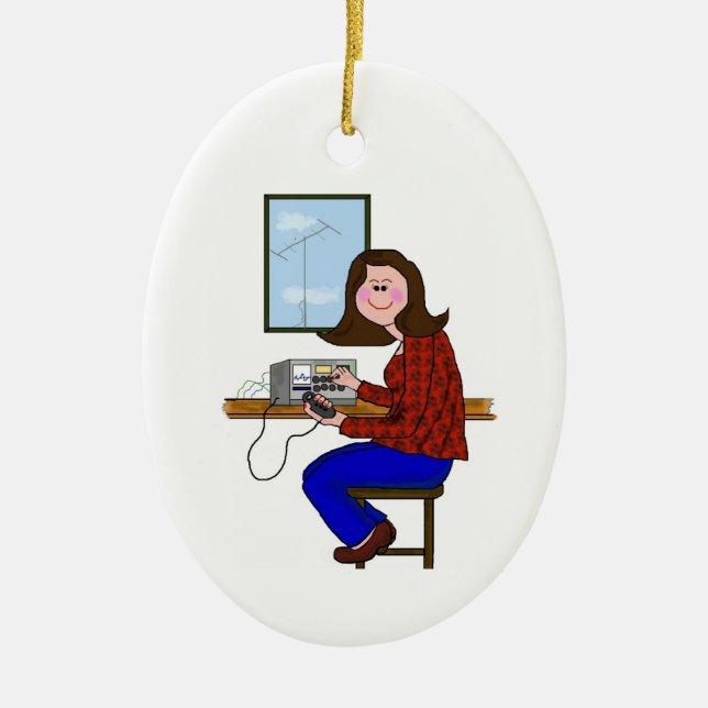 Brunette Female Ham Christmas Ornament (Front)