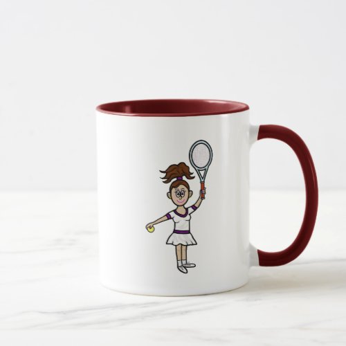 Brunette Female Tennis Player Mug