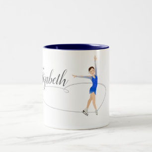 Brunette Figure Skater Personalized Two-Tone Coffee Mug