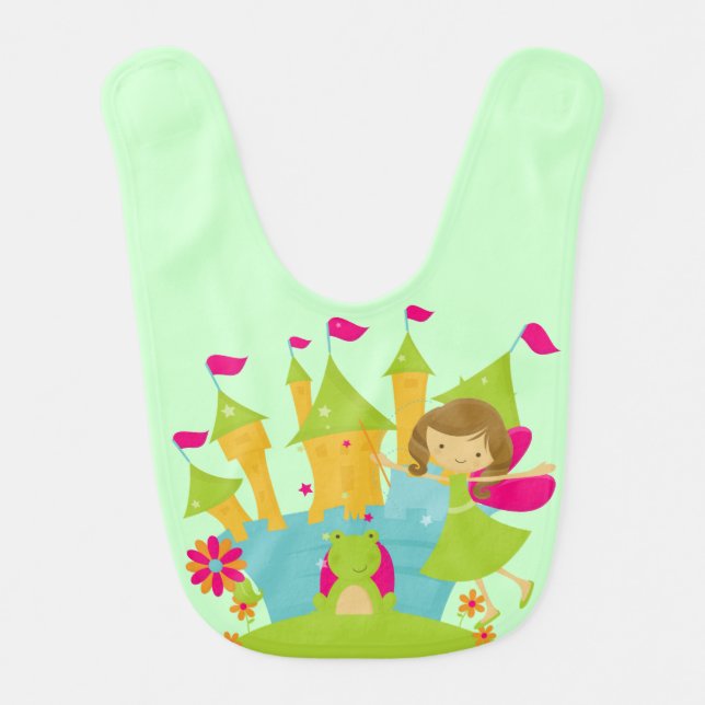 Brunette Frog Princess Bib (Front)
