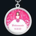 Brunette Fuchsia Wedding Bridesmaid Necklace<br><div class="desc">Keepsake Necklaces Choose either Silver Plated Gold Finish or Sterling Silver Unique Personalized Custom !st Christmas Gift Wedding Keepsake Wedding Party Necklaces - to change background color - click customize - click edit - choose last tool in drop down menu and choose from one of the colors shown or enter...</div>