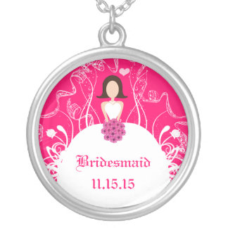 Brunette Fuchsia Wedding Bridesmaid Necklace