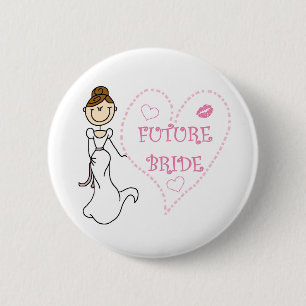 Brunette Future Bride Button
