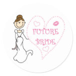 Brunette Future Bride Classic Round Sticker
