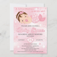 Brunette Girl Baby Shower Invitation Card