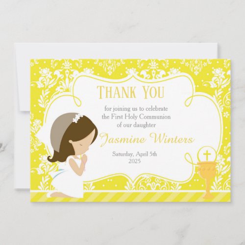 Brunette Girl First Communion Damask