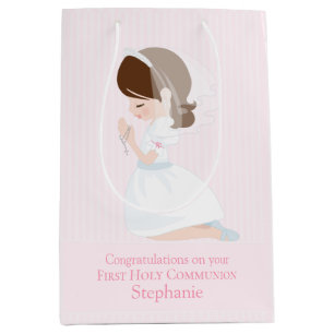 Brunette Girl First Communion Gift Bag