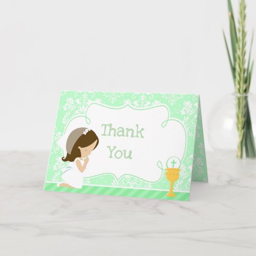 Brunette Girl First Communion  'Thank You'
