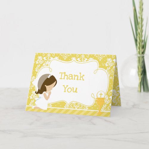 Brunette Girl First Communion  'Thank You'