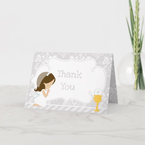 Brunette Girl First Communion  'Thank You'