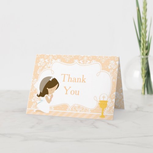 Brunette Girl First Communion  'Thank You'