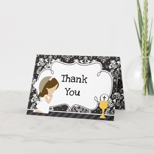 Brunette Girl First Communion  'Thank You'