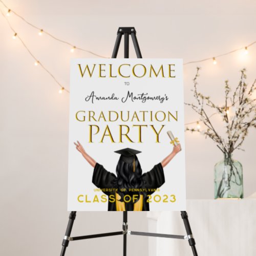 Brunette Girl Graduation Welcome Sign