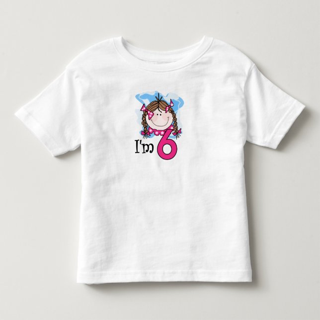 Brunette Girl I'm Six Toddler T-shirt (Front)