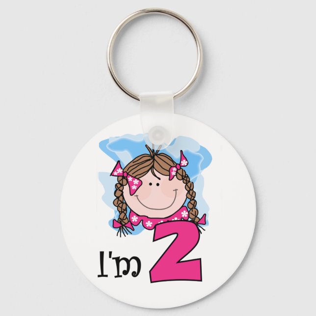Brunette Girl I'm Two Keychain (Front)