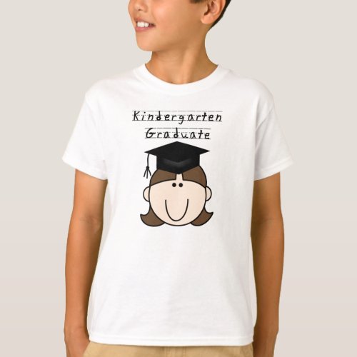 Brunette Girl Kindergarten Graduate T_Shirt