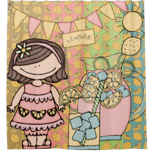 Brunette Girl Lemonade Stand Shower Curtain