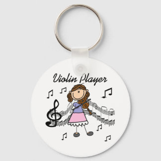 Brunette Girl Violin Player Key Chain