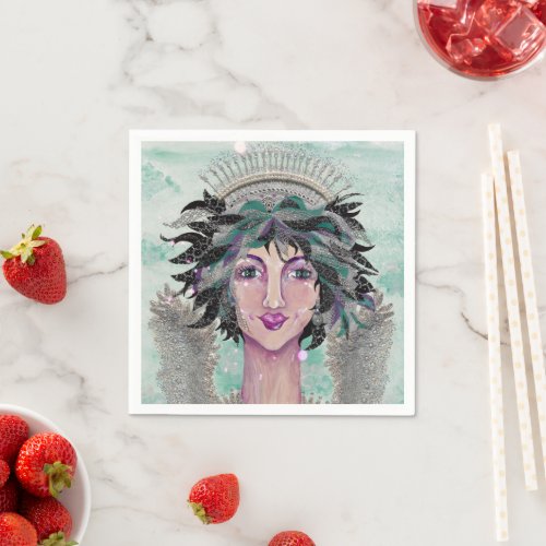 Brunette Guardian Angel Magi Angelica Napkins