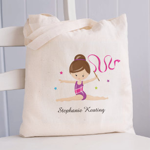 Brunette Gymnast Personalized Tote Bag