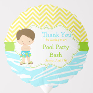 Brunette Hair Boy Pool Party Bash Party Balloon