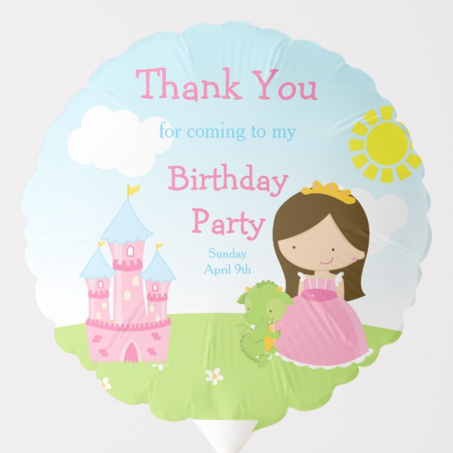 Brunette Hair Girl Birthday Party Balloon (Front)
