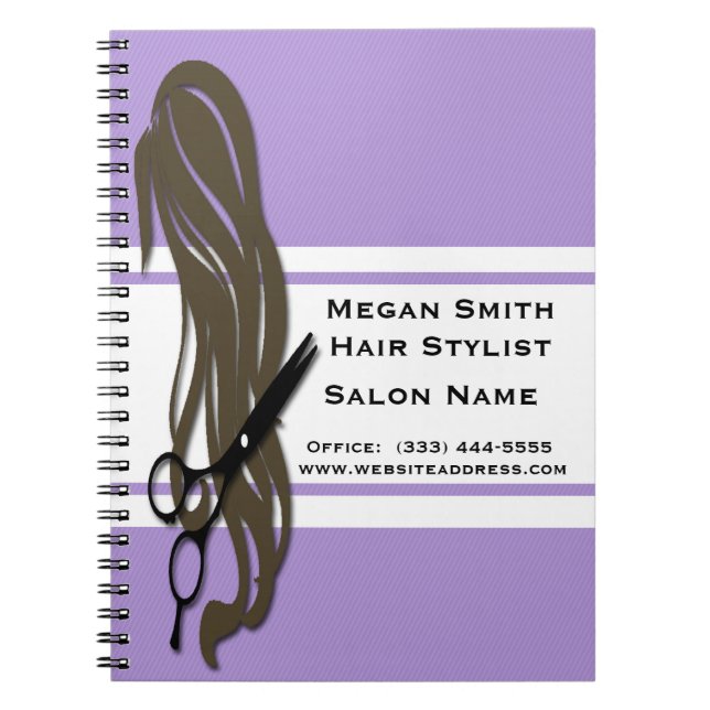 Brunette Hair Stylist Scissors Spiral Notebook (Front)