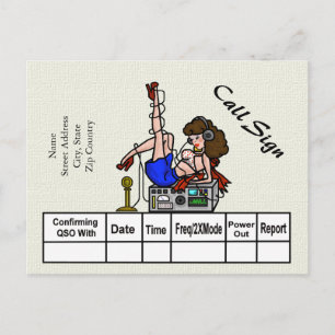 Brunette Ham Radio Pin-up Girl QSL Cards