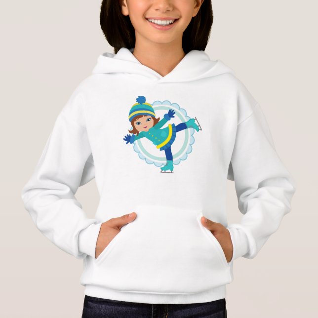 Brunette Ice Skater - Winter Sports Skating Hoodie (Front)