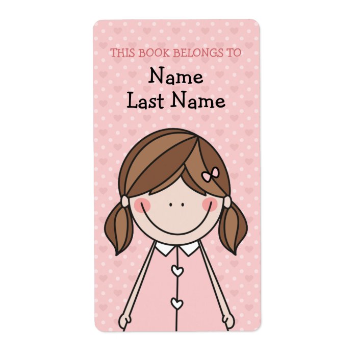 Brunette in a Pink Dress Ex Libris Shipping Labels