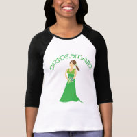 Brunette in Green Bridesmaid T-shirt