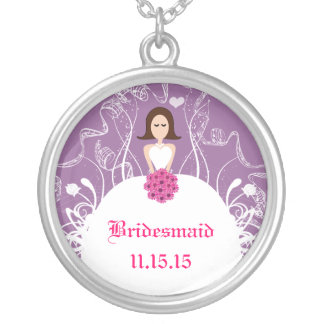 Brunette Lavender Wedding Bridesmaid Necklace