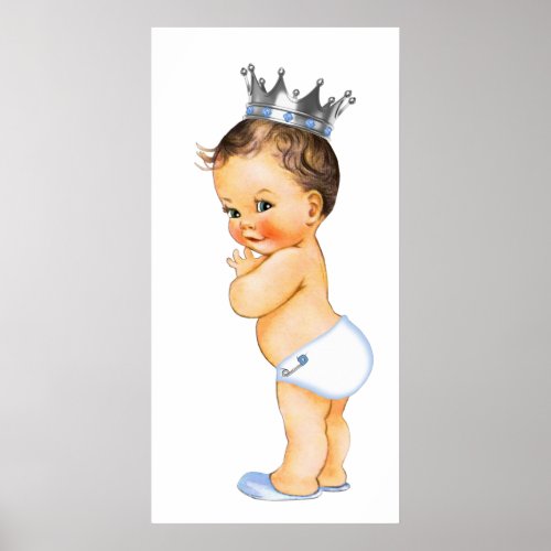 Brunette Little Prince Baby Shower Poster