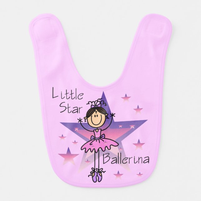 Brunette Little Star Ballerina Bib (Front)