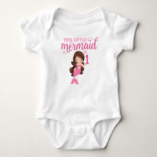 Brunette Mermaid 1st Birthday Baby Bodysuit